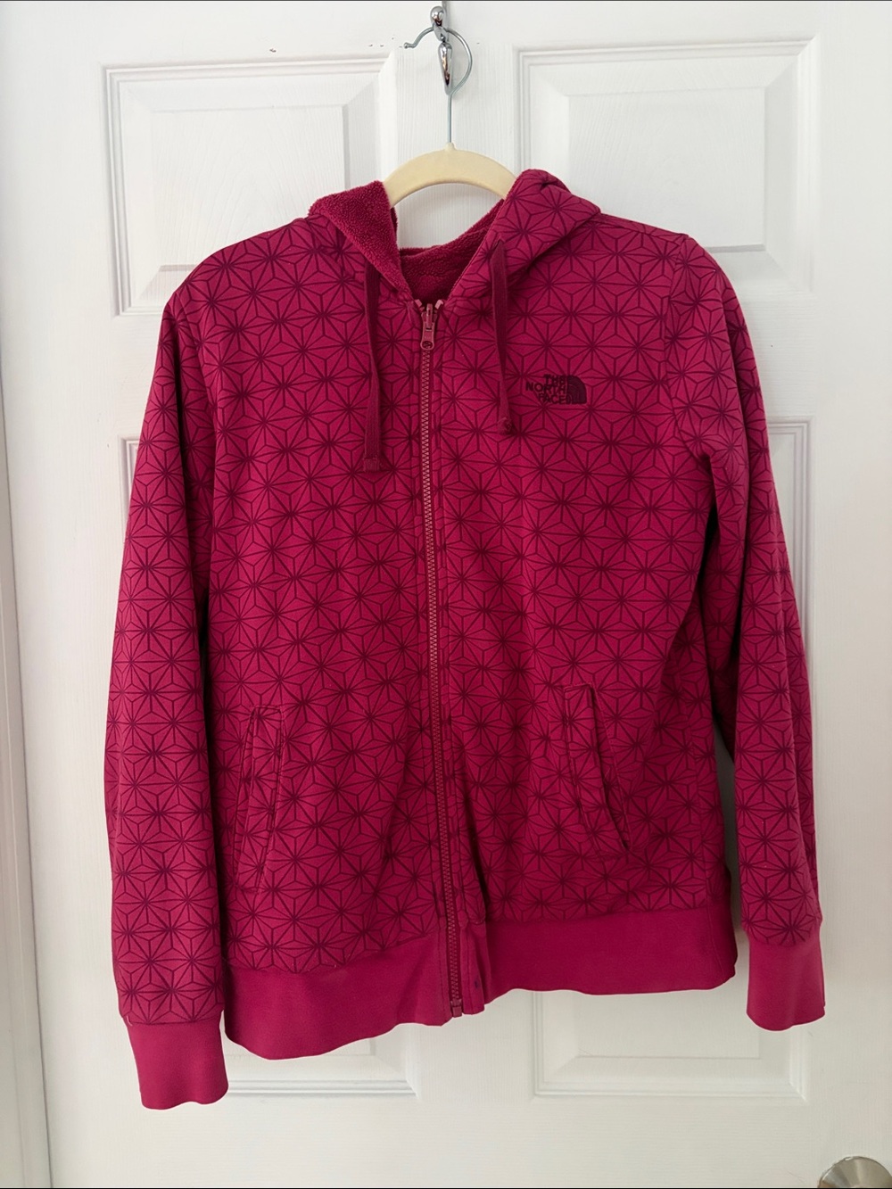 The North Face Women's Magenta Geometric Reversible Full-Zip Hoodie